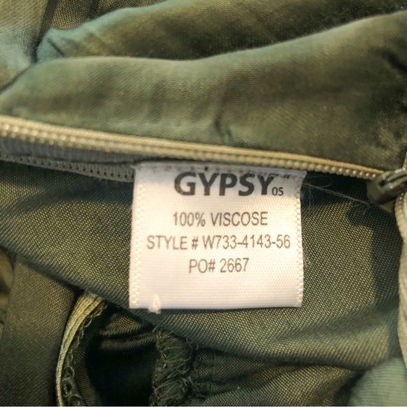 Gypsy 05 Global Village Olive Silk Jumpsuit Size Small NWT - Picture 9 of 9